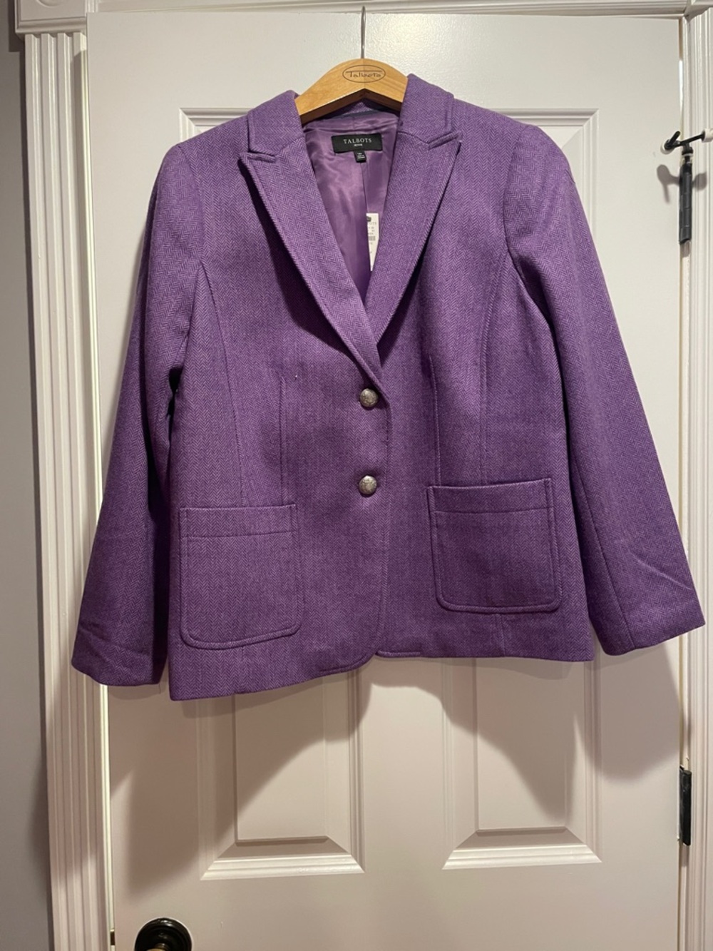Talbots Purple Wool-Blend Tailored Blazer